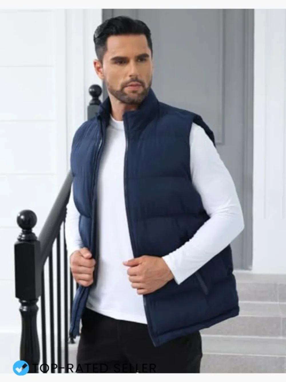 Men's Lightweight Puffer Vest Sleeveless Quilted Jacket Winter Warm Zip-Up
